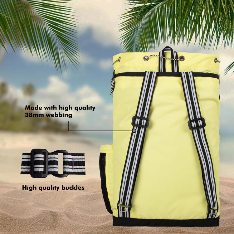 Aqua Yellow Black Unisex Swimming Bag |Water Sports |Dry Bags |Wet Pocket |Accessories |Beach Bag |Storage Swim Gym Gears |Drawstring Backpack |Netball Backpack | Pocket for Cap and Goggles