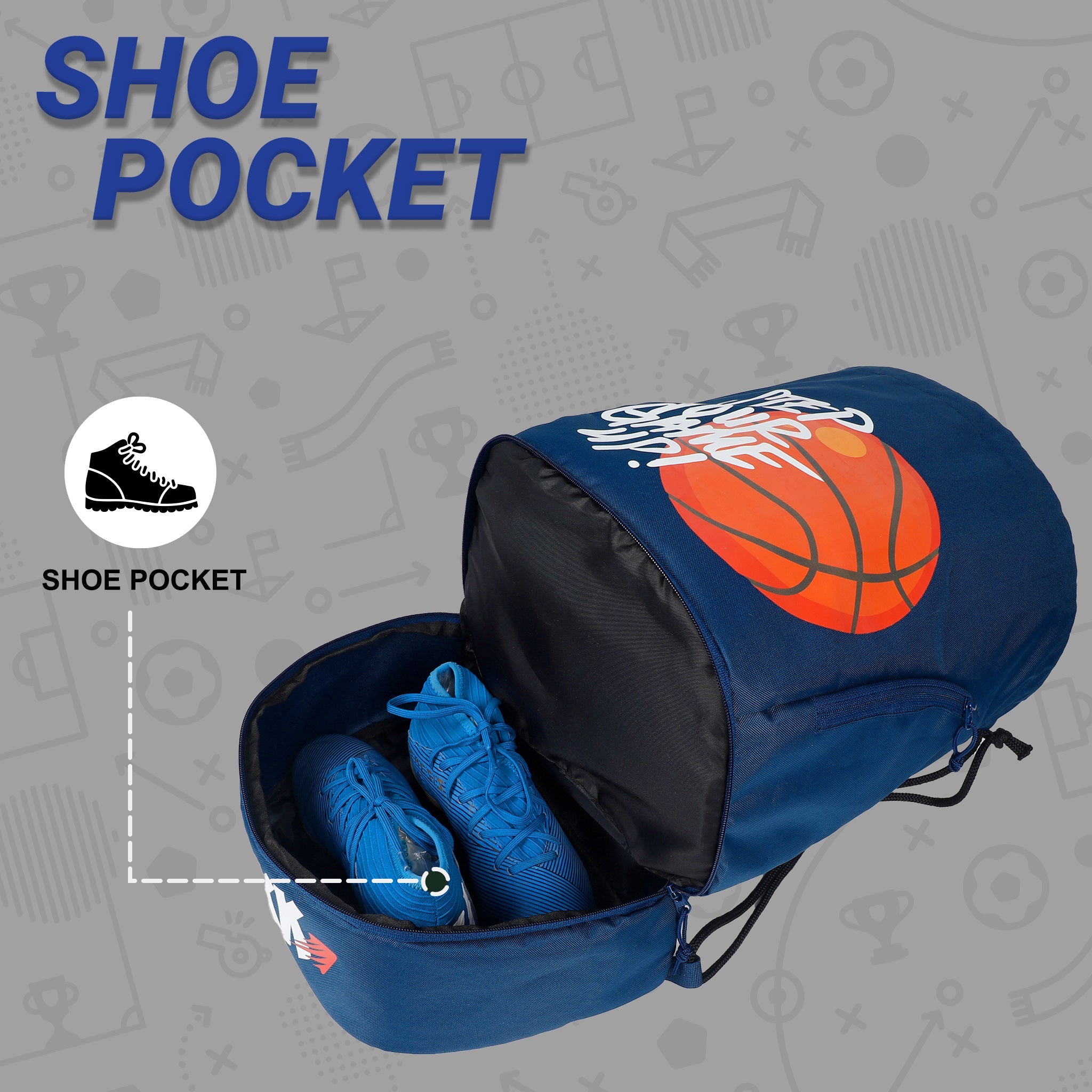 Blitz Blue Soccer|Football Equipment Bags|Basketball Volleyball Throwball Drawstring Backpack Bags|Shoes Mobile Bottle Holder Pocket|Sports Men Boys Bag|Dori Backpack |Gym Bag|Kitbag Kit Bag