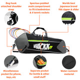 Break Point Black Grey Unisex Lightweight Stylish Tennis Badminton Squash Shuttle Equipment Kit Bag Cover | Water Bottle & Mobile Pocket |Rackets Tennis-4 Squash-4 Badminton-8