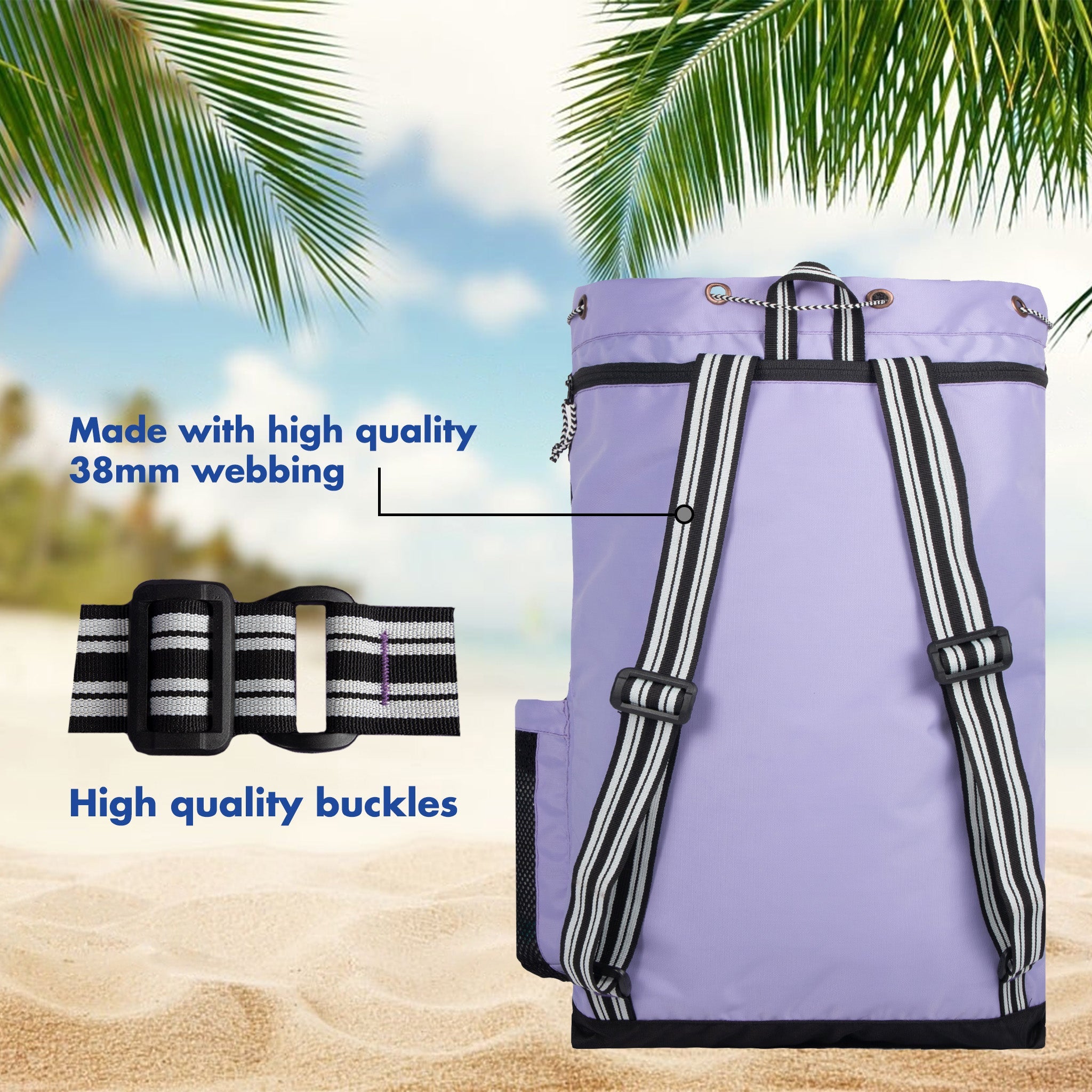 Aqua Lavender Unisex Swimming Bag |Water Sports |Dry Bags |Wet Pocket |Accessories |Beach Bag |Storage Swim Gym Gears |Drawstring Backpack |Netball Backpack | Pocket for Cap and Goggles