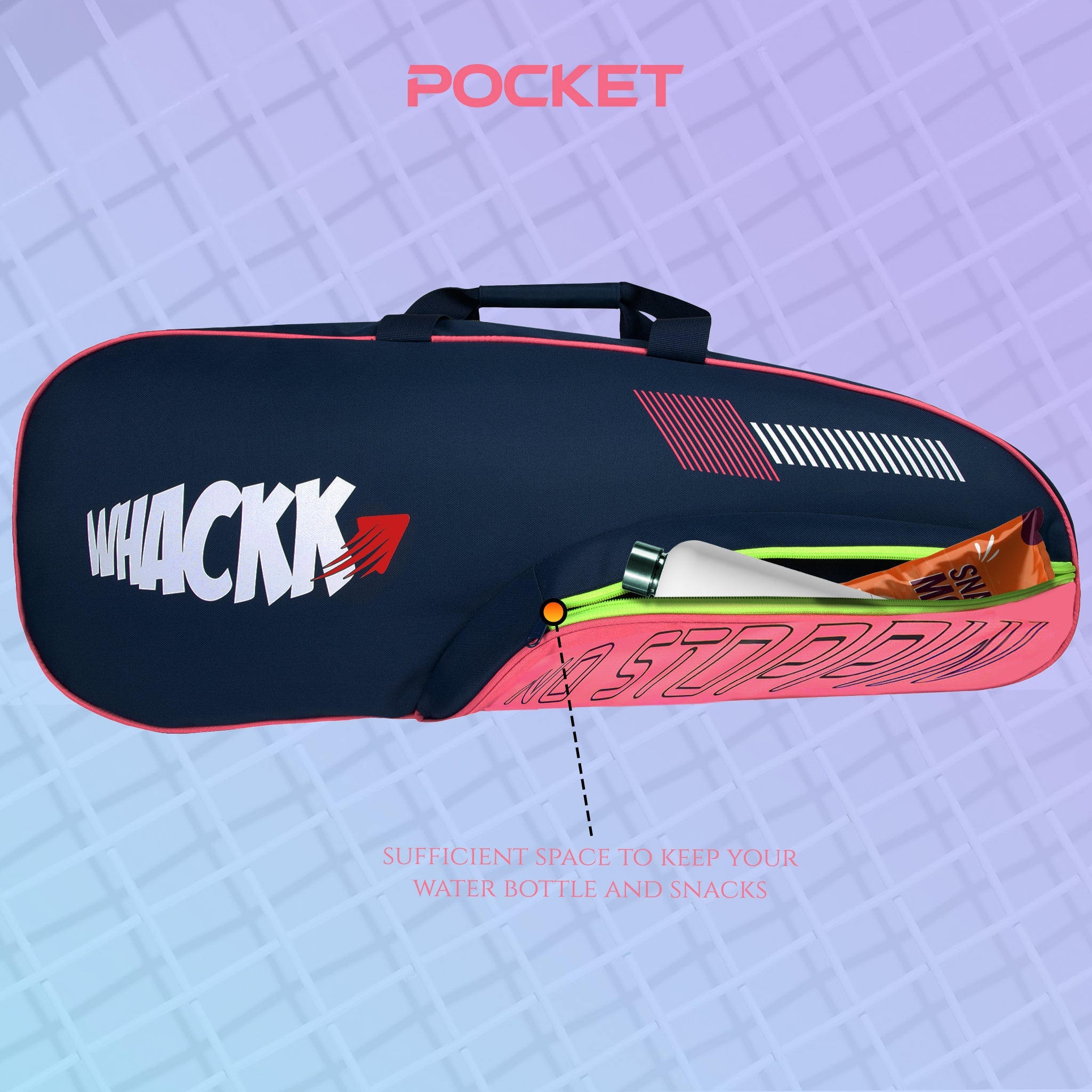 Rally Pink Navy |Unisex Lightwieght Stylish Tennis Badminton Squash Shuttle Equipment Kit Cover Bag |2 Spacious Compartments|Backpack & Duffel Racket Tennis-4 Badminton-6