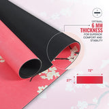 PU Printed & Natural Rubber Yoga Mat - 6mm, Cherry Blossom