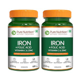 Iron with Folic Acid 60 Tablets | Supports Haemoglobin Production