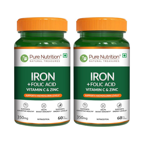 Iron with Folic Acid 60 Tablets | Supports Haemoglobin Production