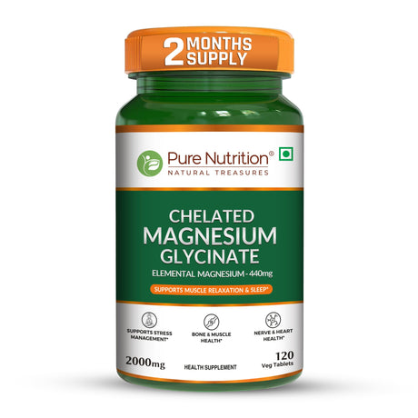 Chelated Magnesium Glycinate 2000mg Supplement | 120 Tablets