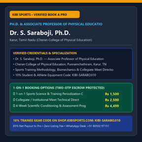 Book a Pro: Dr. S. Saraboji, Ph.D. (Associate Professor, Physical Education) — Sports Science, Coaching & Meet Officiating