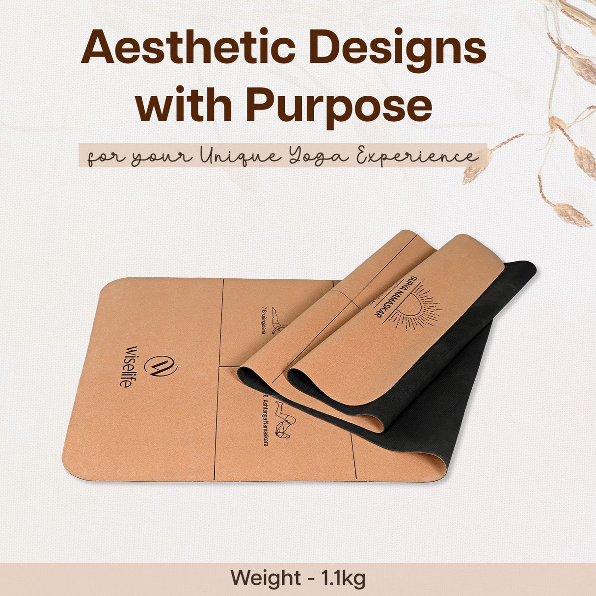 Foldable Cork & Natural Rubber Yoga Mat - 2MM