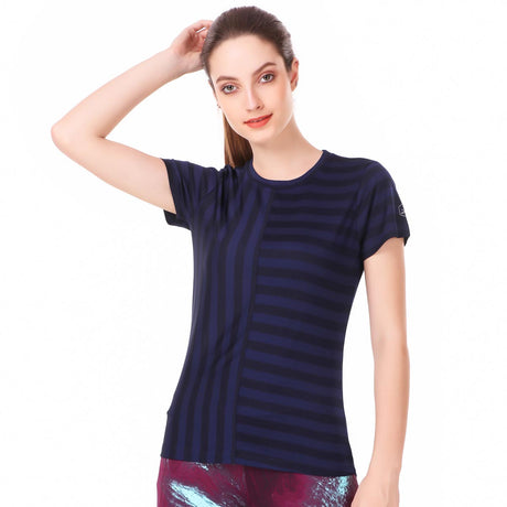 Cotton Stripes Tshirt For Women (Navy Blue)