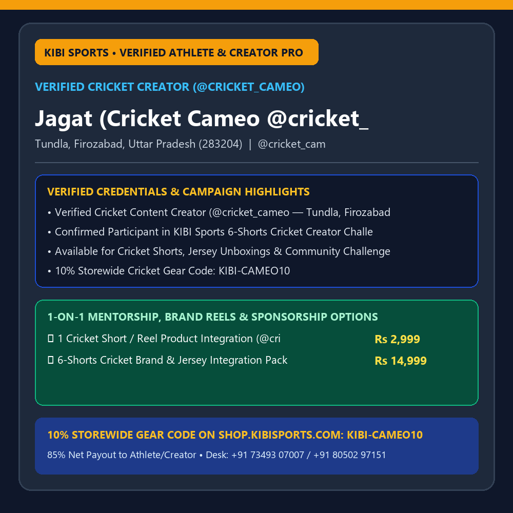 Creator Storefront: Jagat (Cricket Cameo @cricket_cameo) — 6-Shorts Challenge & Cricket Creator Collabs