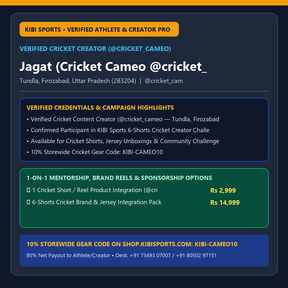 Creator Storefront: Jagat (Cricket Cameo @cricket_cameo) — 6-Shorts Challenge & Cricket Creator Collabs