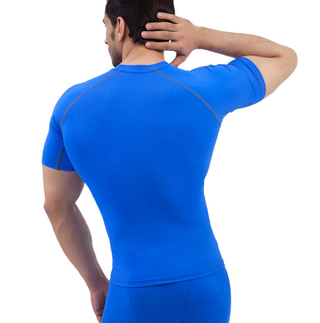 Nylon Compression Tshirt Half Sleeve Tights For Men (Royal Blue)