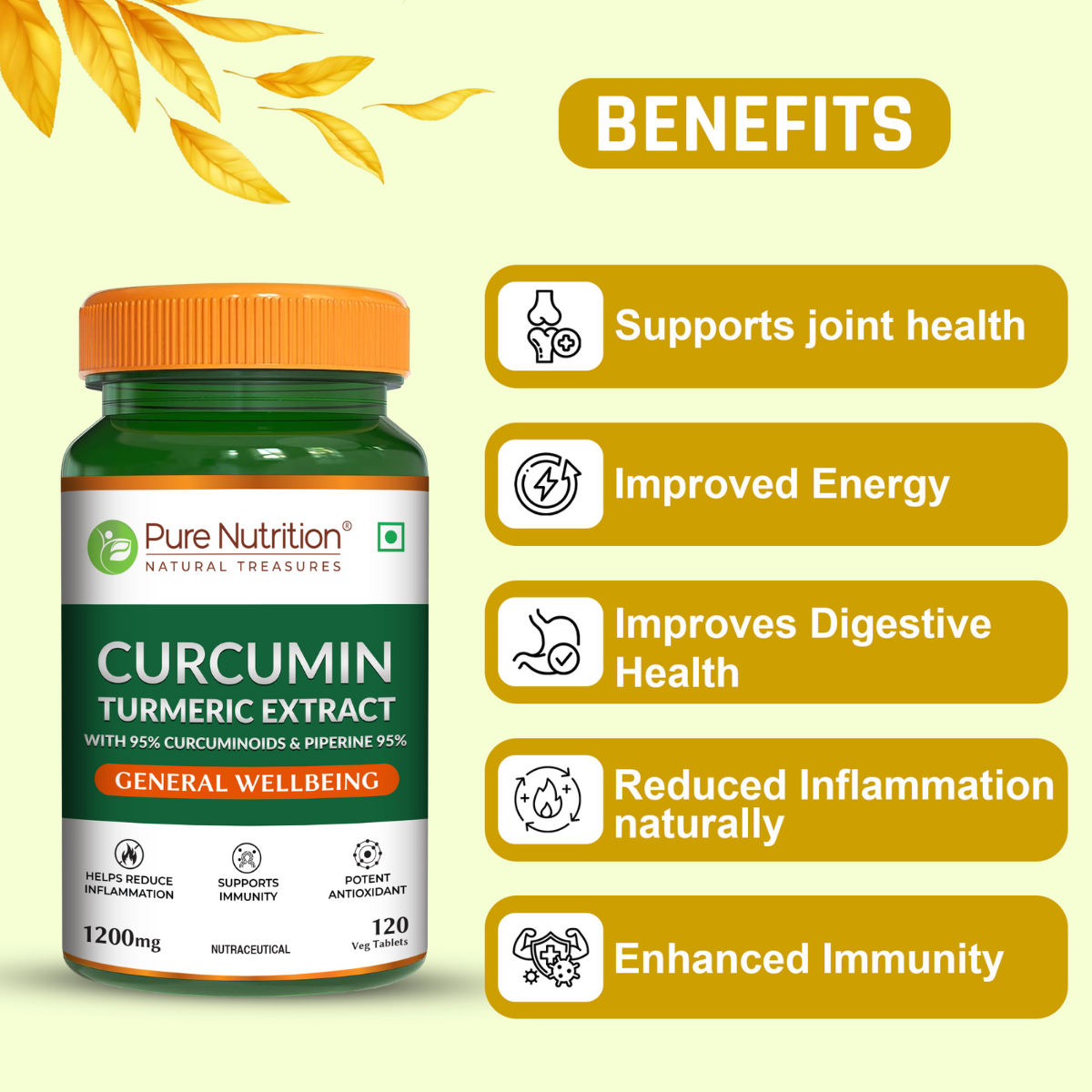 Curcumin Turmeric Extract 95% Curcuminoids & Piperine | 120 Tablets