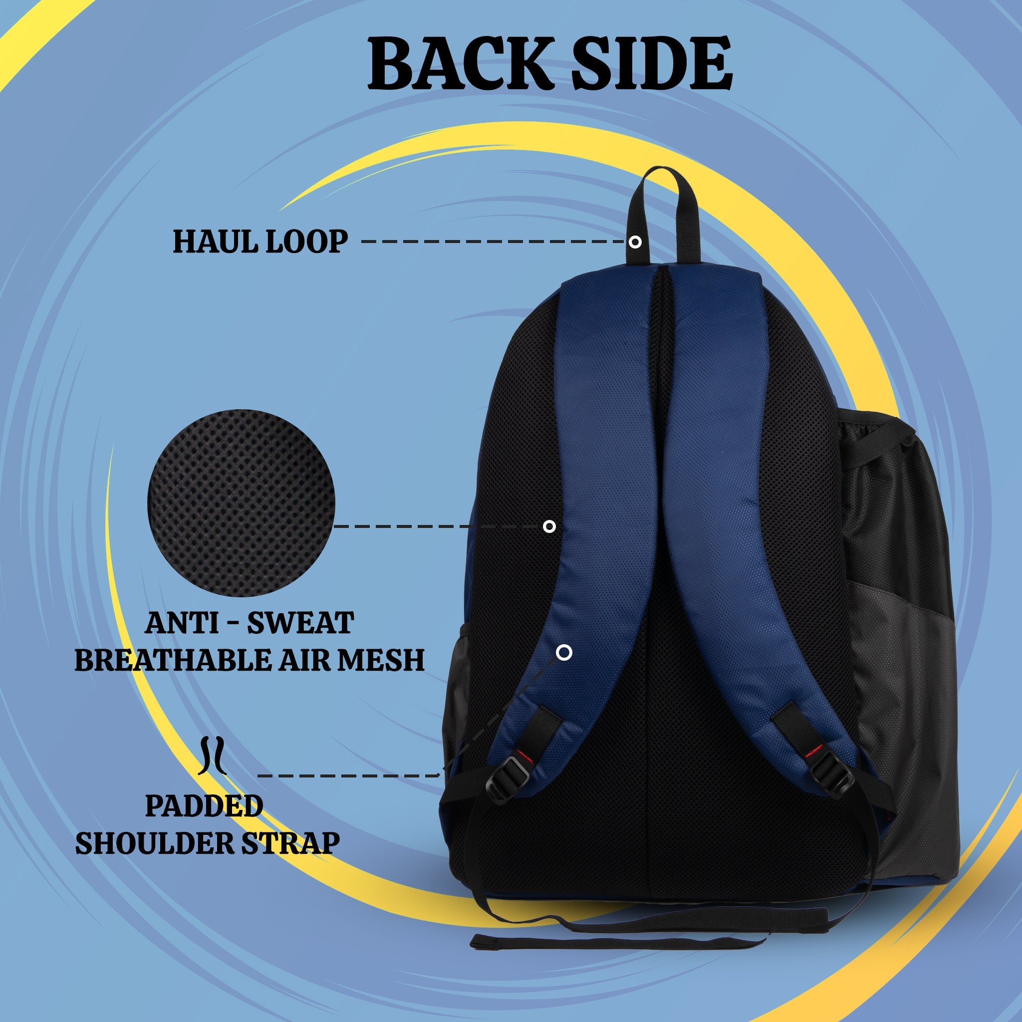 Plank Navy Black 30L Meditation Yoga Aerobics Exercise Gym Mat Carrier Bag Backpack Yoga mat Holder 1 Easy Access Pocket Shoe/Wet Compartment 1 Bottle Holder Padded Shoulder Strap for Men Women