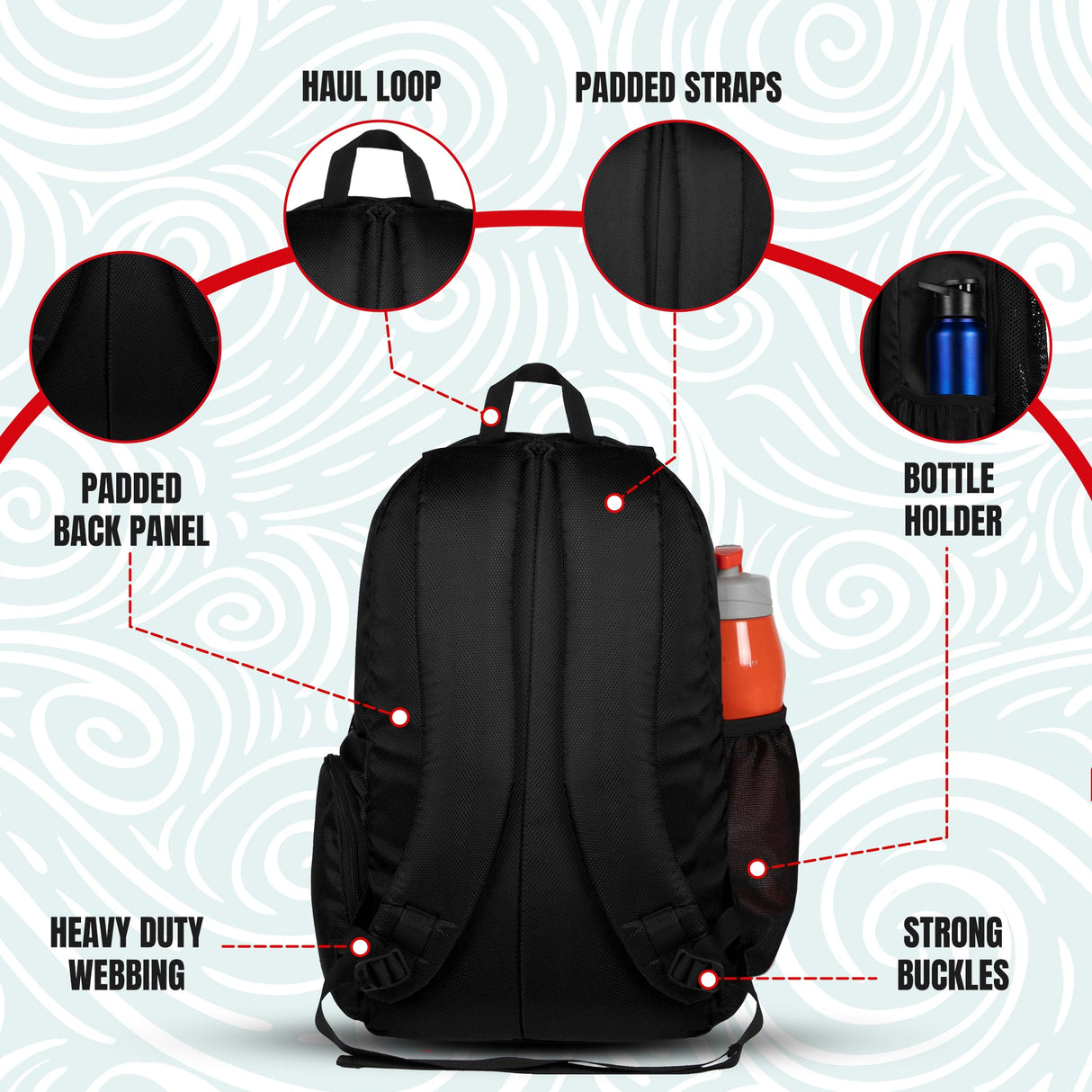 Dolphin Black 26L Unisex Swimming Gym Equipment Backpack |Diving Surfing Sports Bag|Separate Wet Dry Compart|Pocket for Cap & Goggles|Lightweight|Water Resistant|for Men Women
