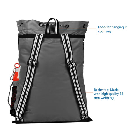Aqua Grey Unisex Swimming Bag |Water Sports |Dry Bags |Wet Pocket |Accessories |Beach Bag |Storage Swim Gym Gears |Drawstring Backpack |Netball Backpack | Pocket for Cap and Goggles