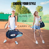 Rally Blue Navy |Unisex Lightweight Stylish Tennis Badminton Squash Shuttle Equipment Kit Cover Bag |2 Spacious Compartments|Backpack & Duffel Racket Tennis-4 Badminton-6