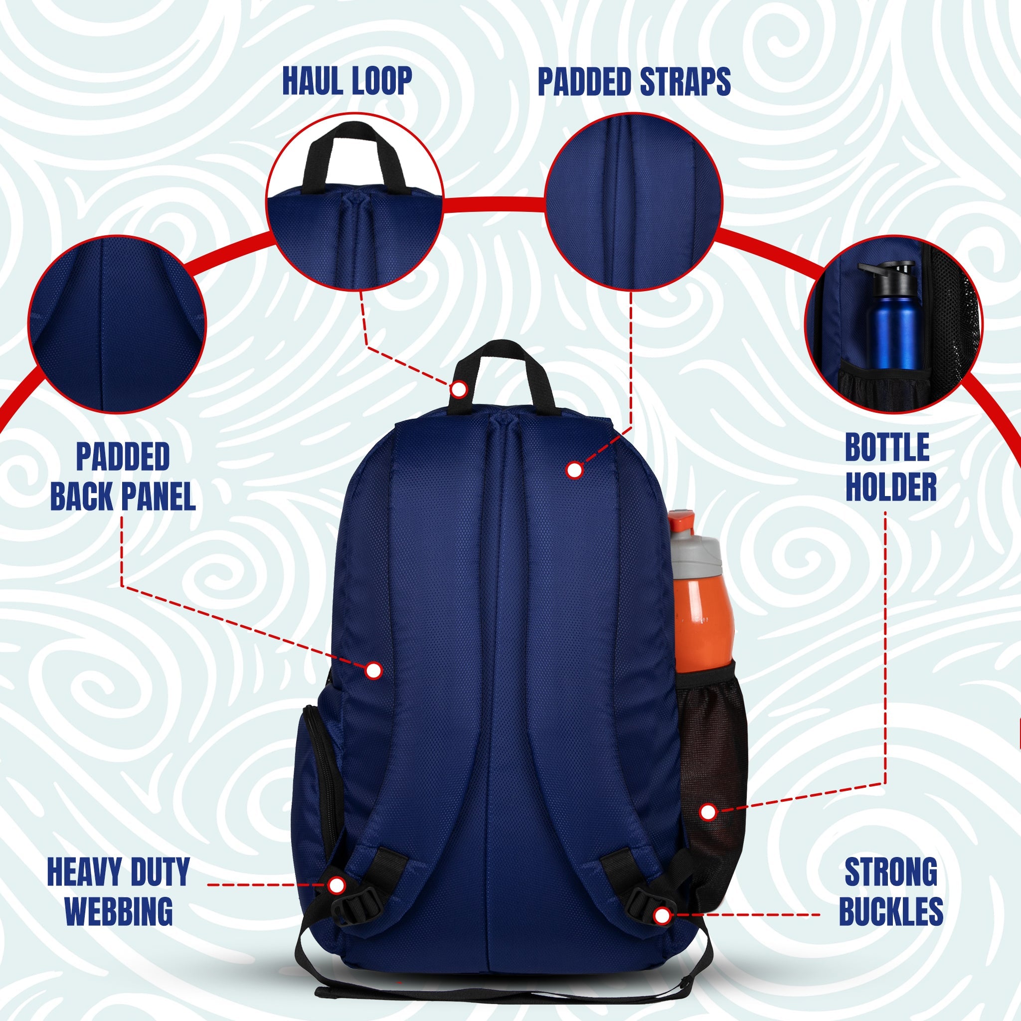 Dolphin Navy Black 26L Unisex Swimming Gym Equipment Backpack |Diving Surfing Sports Bag|Separate Wet Dry Compart|Pocket for Cap & Goggles|Lightweight|Water Resistant|for Men Women