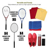 Smash 37L Black | Unisex Lightwieght Tennis Badminton Squash Equipment Cover Kit Bag Shoe Pocket | Air Ventilated Pocket for Wet Clothes | 4T 6B Racket | Backpack & Duffel