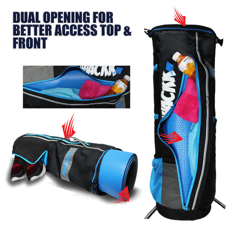 Brute Black Grey Unisex Yoga Aerobics Gym Mat Bags Air Ventilated Pocket for Shoes, Front & Top Open, Carry Way with 3-Way Options i.e. Backpack, Holdable or with a Loop