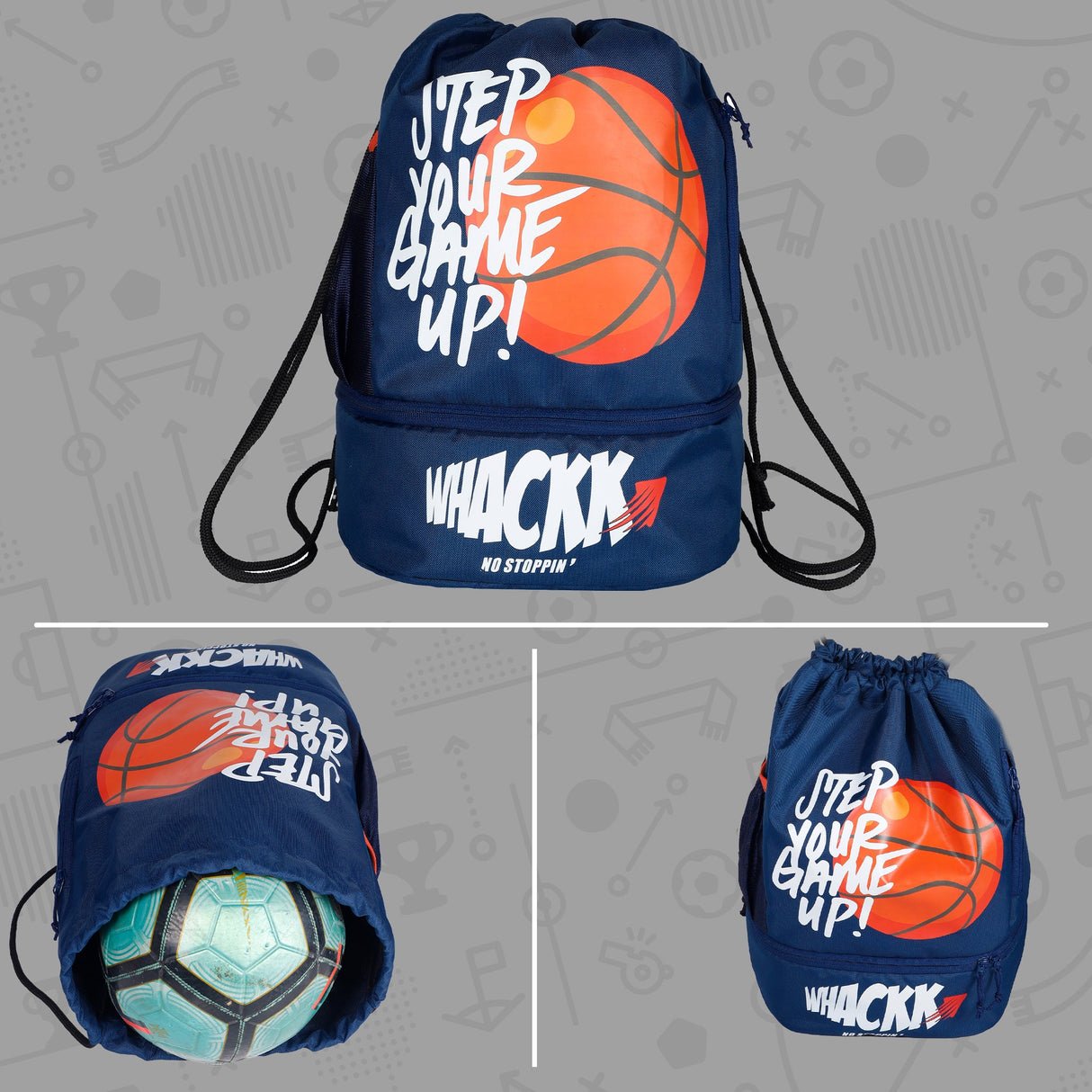 Blitz Blue Soccer|Football Equipment Bags|Basketball Volleyball Throwball Drawstring Backpack Bags|Shoes Mobile Bottle Holder Pocket|Sports Men Boys Bag|Dori Backpack |Gym Bag|Kitbag Kit Bag