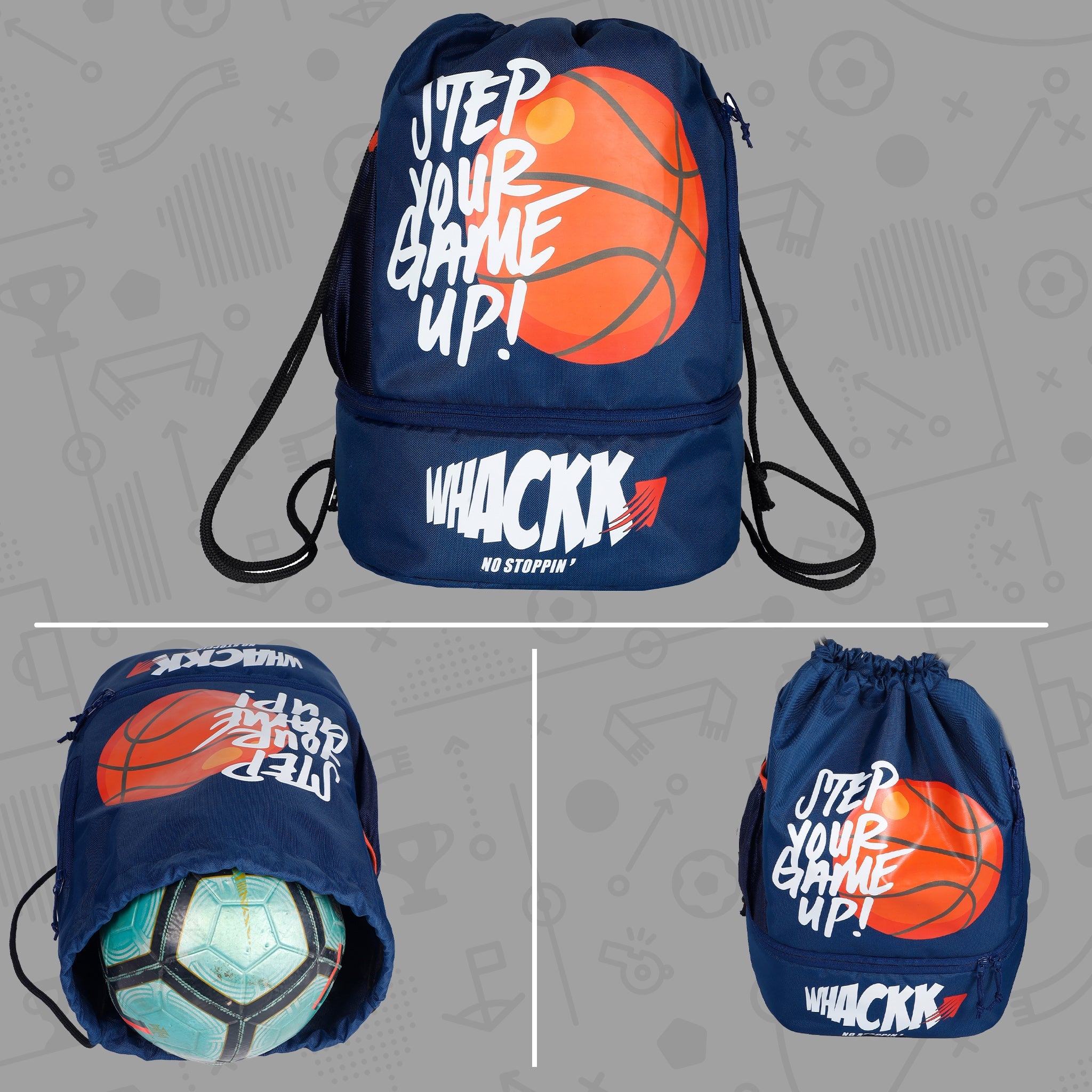 Blitz Blue Soccer|Football Equipment Bags|Basketball Volleyball Throwball Drawstring Backpack Bags|Shoes Mobile Bottle Holder Pocket|Sports Men Boys Bag|Dori Backpack |Gym Bag|Kitbag Kit Bag