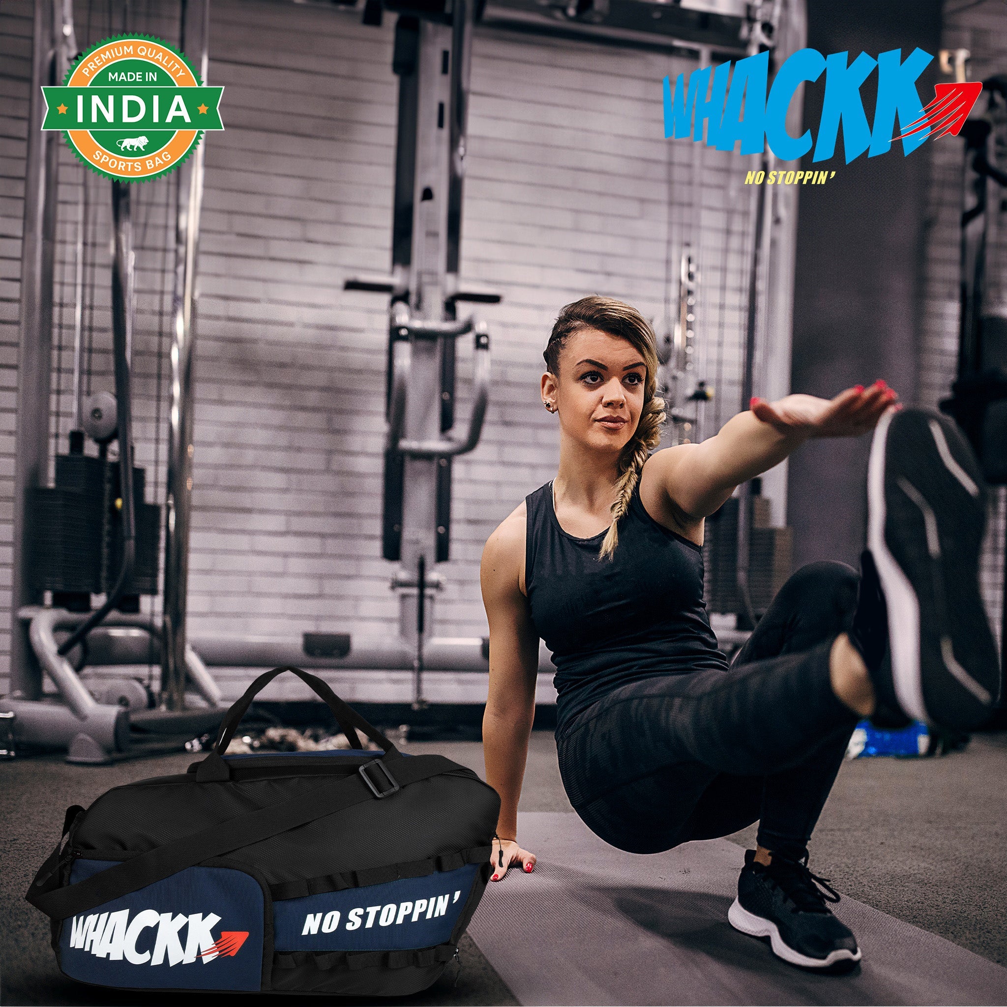 Arnold Blue Black 40L |Gym Fitness Sports Workout Training Sports Travel Duffle Bag with Separate Shoe Pocket | Wet Dry Pocket | Multipurpose |Unisex | Lightweight | Kitbag |for Men Women