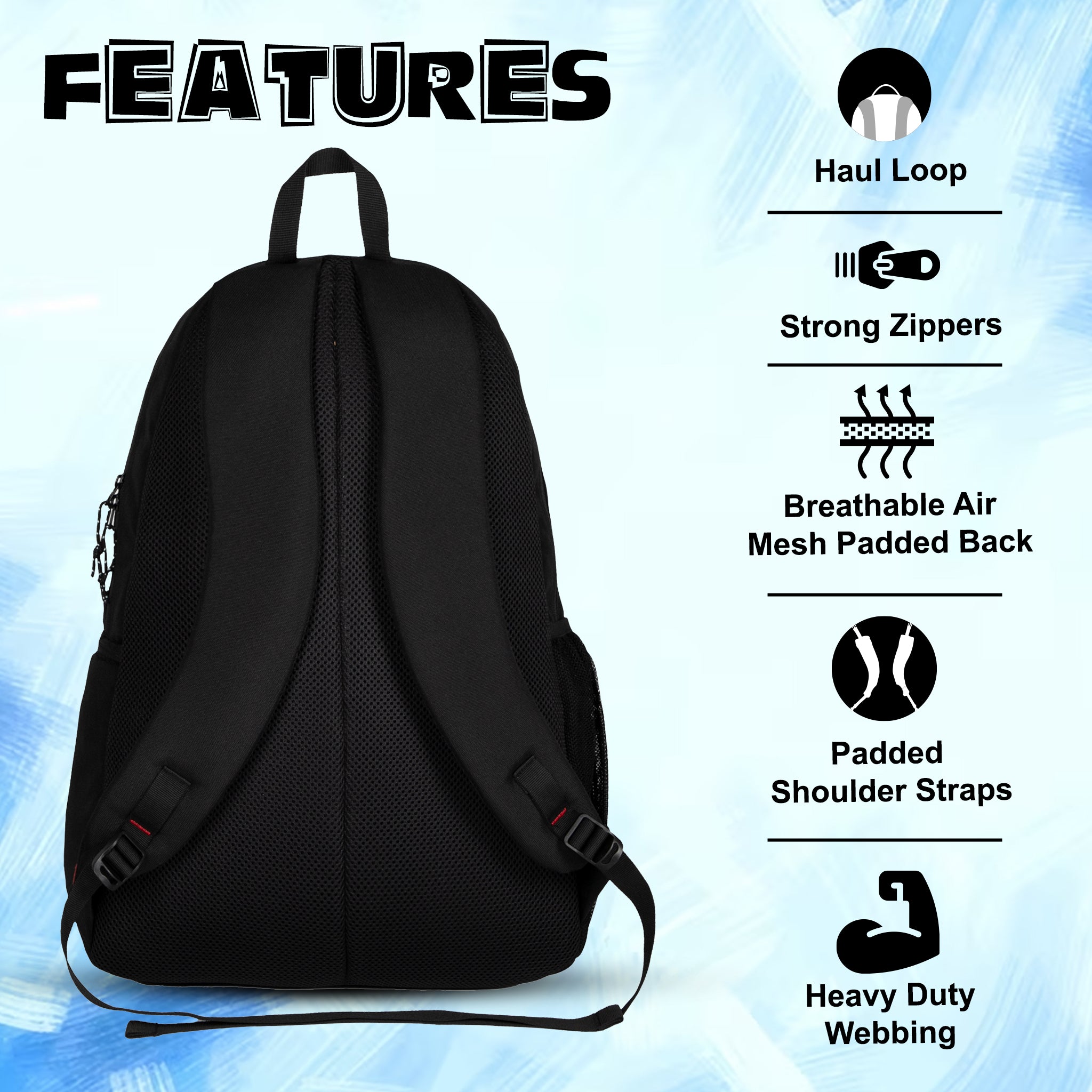 Thunderbolt 28L Blue Printed |Football Basketball Volleyball Equipment Backpack Bag|Kit Bag|Soccer Bag|Boys Kids Adult Men|Mesh Shoe or Ball Pocket|Bottle Holder| Easy Access Pocket