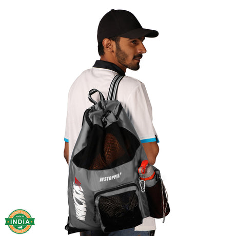 Aqua Grey Unisex Swimming Bag |Water Sports |Dry Bags |Wet Pocket |Accessories |Beach Bag |Storage Swim Gym Gears |Drawstring Backpack |Netball Backpack | Pocket for Cap and Goggles