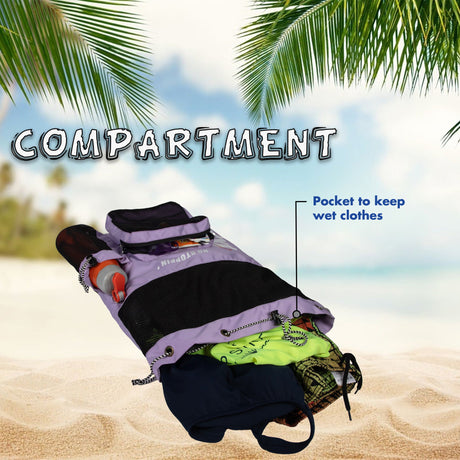 Aqua Lavender Unisex Swimming Bag |Water Sports |Dry Bags |Wet Pocket |Accessories |Beach Bag |Storage Swim Gym Gears |Drawstring Backpack |Netball Backpack | Pocket for Cap and Goggles