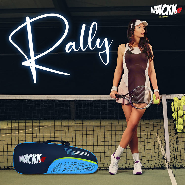 Rally Blue Navy |Unisex Lightweight Stylish Tennis Badminton Squash Shuttle Equipment Kit Cover Bag |2 Spacious Compartments|Backpack & Duffel Racket Tennis-4 Badminton-6