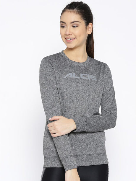 Alcis Women Charcoal Grey Solid Sweatshirt | Alcis