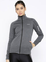 Alcis Women Charcoal Grey Solid Sweatshirt
