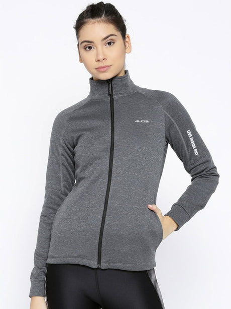 Alcis Women Charcoal Grey Solid Sweatshirt | Alcis
