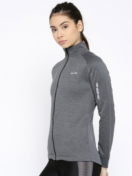 Alcis Women Charcoal Grey Solid Sweatshirt | Alcis