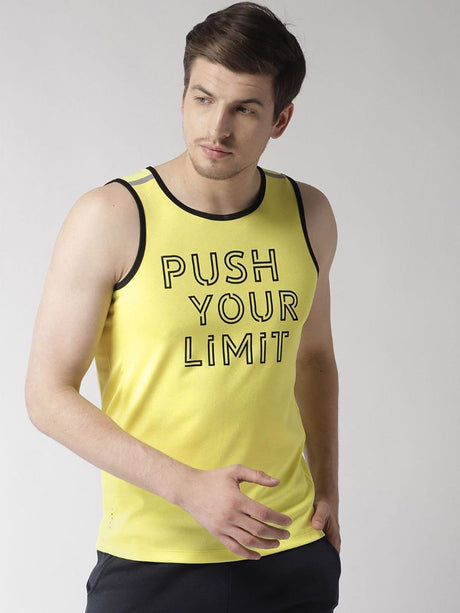 Alcis Men Yellow Black Printed Round Neck Running T-shirt | Alcis