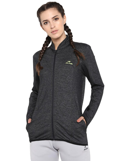 Alcis Women Charcoal Solid Jackets | Alcis