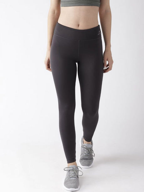 Alcis Women Charcoal Grey Solid Training Tights | Alcis