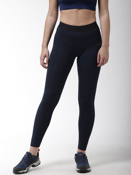 Alcis Women Navy Blue Solid Compression Training Tights | Alcis