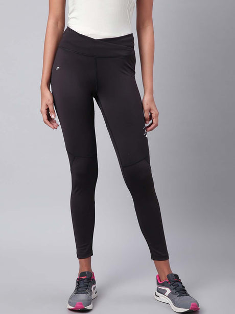 Alcis Women Black Drytech+ Solid Cropped Training Tights | Alcis