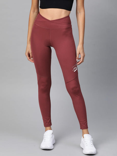 Alcis Women Burgundy Solid Cropped Tights | Alcis
