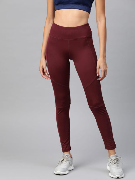 AlcisWomen Maroon Solid Cropped Tights | Alcis