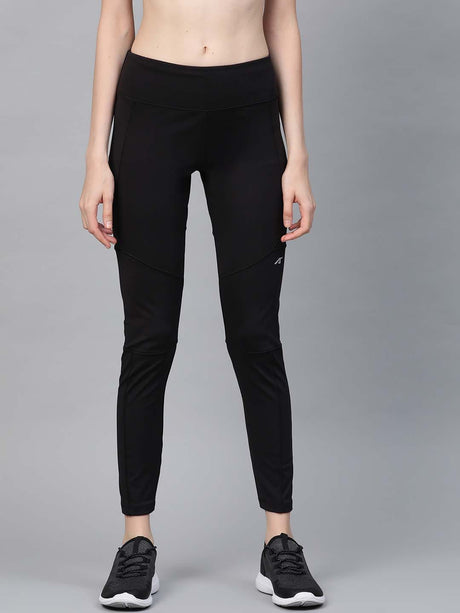 Alcis Women Black Secure Fit Solid Cropped Training Tights | Alcis