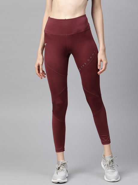 Alcis Women Maroon Solid Cropped Tights | Alcis