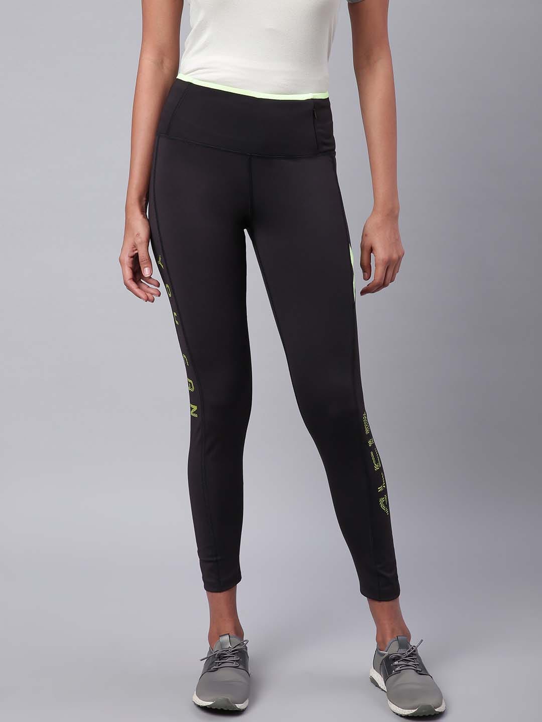 Alcis Women Black Drytech+ Solid Cropped Training Tights