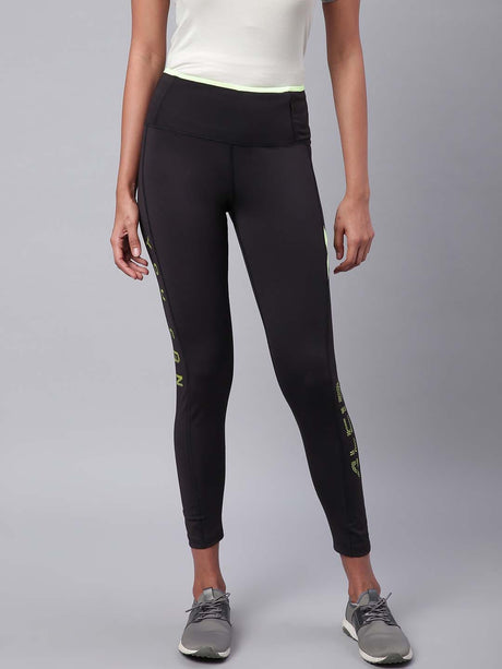 Alcis Women Black Drytech+ Solid Cropped Training Tights | Alcis