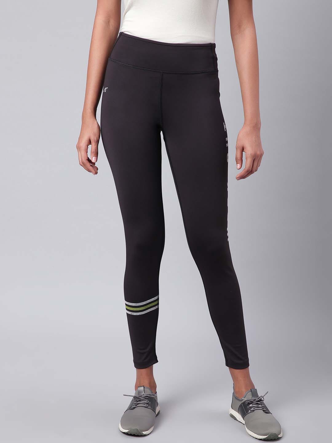 Alcis Women Black Drytech+ Solid Cropped Training Tights