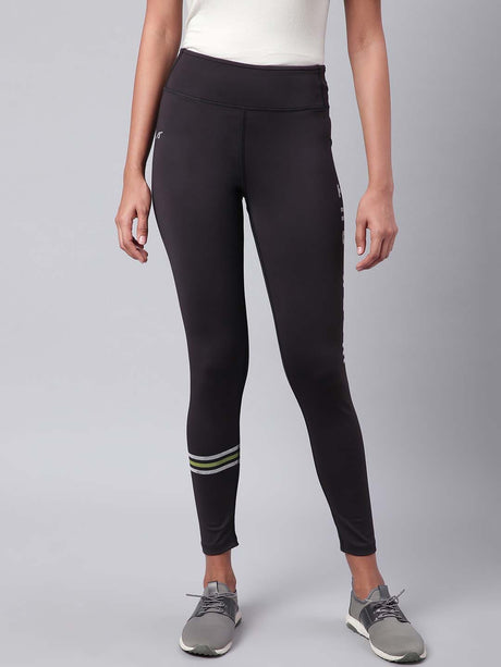 Alcis Women Black Drytech+ Solid Cropped Training Tights | Alcis