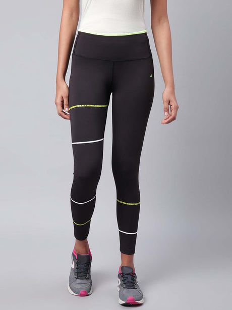 Alcis Women Black Drytech+ Solid Cropped Training Tights | Alcis