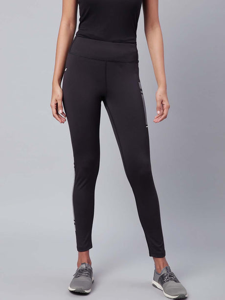 Alcis Women Black Solid Secure Fit Cropped Training Tights | Alcis