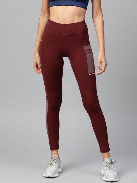 Alcis Women Maroon Solid Cropped Tights | Alcis